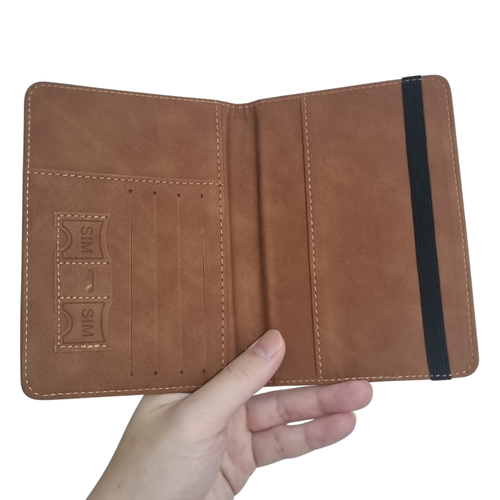 Brown Aero Nomade Logo Passport Holder