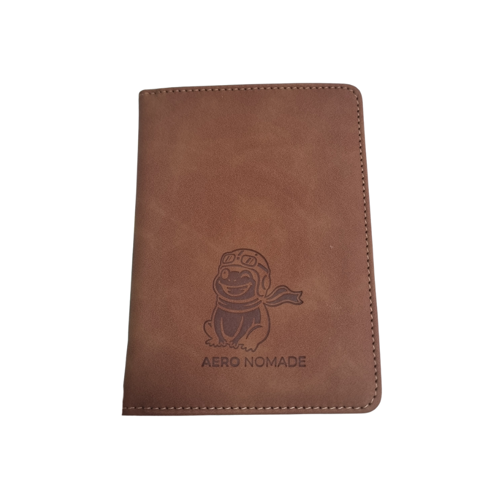 Brown Aero Nomade Logo Passport Holder