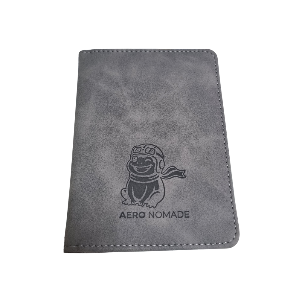 Grey Aero Nomade Logo Passport Holder