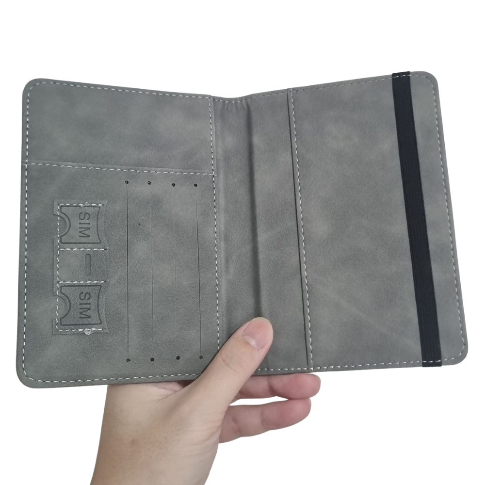 Grey Aero Nomade Logo Passport Holder