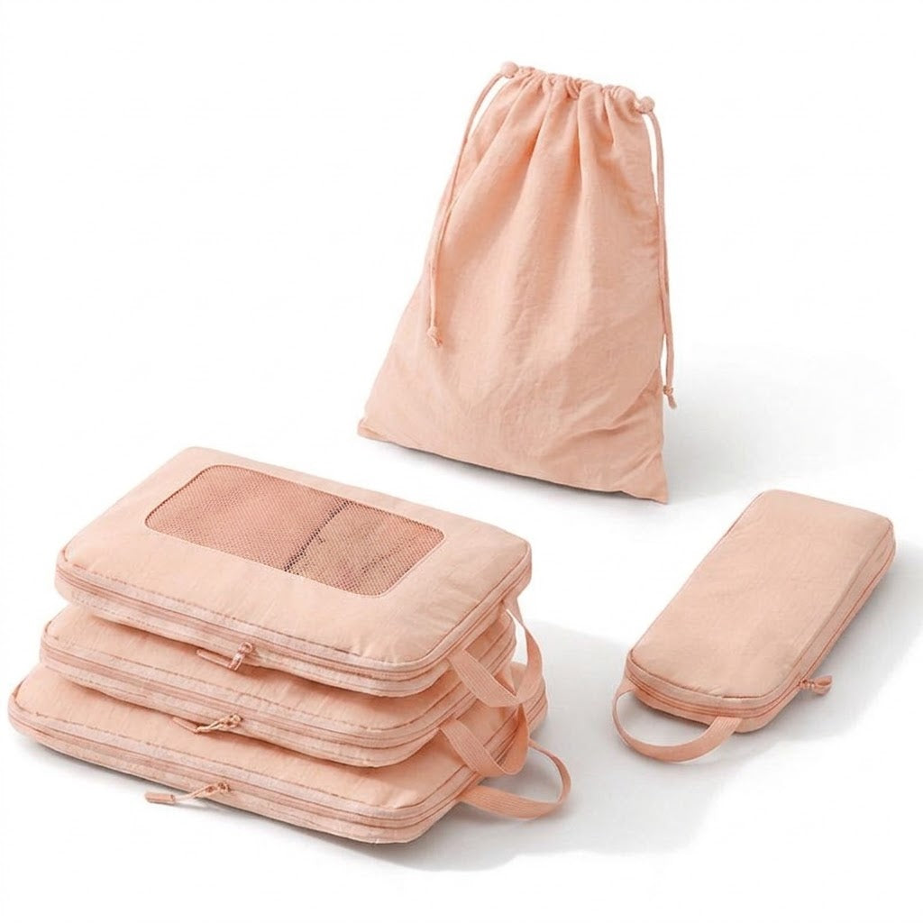 Pink Compression Packing Cubes for Travel - 5-Piece Set for Organized Carry-Ons - Aero Nomade